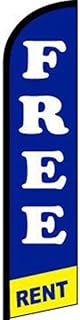 Free Rent Blue/White/Yellow Windless Banner Advertising Marketing Flag