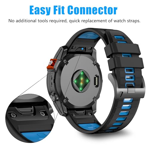 Image of 22mm Compatible with Garmin Fenix E /8 /8pro AMOLED 47mm /Fenix 7 /7 Pro /6 /6 Pro /5 /5 Plus Watch Band,Soft Quickfit Silicone Straps for Forerunner 970 965 955 /Approach S70 47mm /tactix 8 /quatix 7 8 47mm