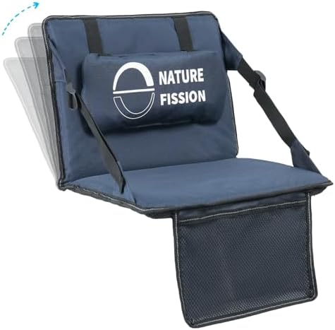 NATUREFISSION Stadium Seat with Back and Lumbar Support and Padded Cushion Foldable and Portable Perfect for Bleacher Chair in Sports Events and Camping Lawn Use (Indigo Blue)