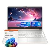 HP 15.6' HD Micro-Edge Laptop, AMD Athlon Silver 3050U, 16GB DDR4 RAM, 1TB SSD, AMD Radeon Graphics, Webcam, Fast Charge, Windows 11 Pro, Gold (Renewed)