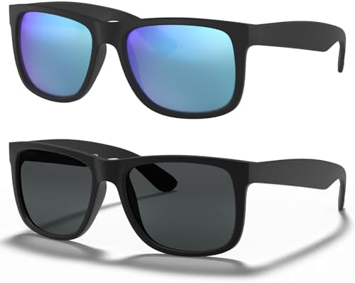 STGATN Polarized Mens Sunglasses, 2 Packs, No Slip Matte TR90 Frame, UV Protection ST065