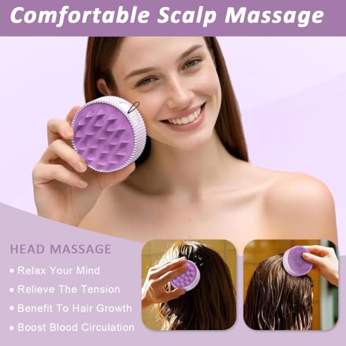 Image of HANNEA Scalp Massager Brush 3.15 Inch Diameter 2 In 1 Double Sided Wet Dry