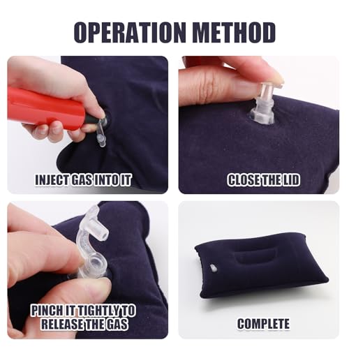 Lot de 2 petits oreillers gonflables portable, résistant à l'eau, ultra léger pour camping, voyage, plage, bronzage, pêche, voiture, avion, bureau – Image 4