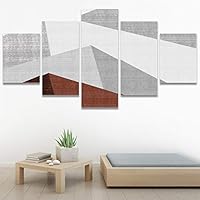 SIGNWIN 5 Panel Canvas Wall Art Modern Art Contemporary Dramatic Geometric Mixed Media Multicolor Patterns for Home Decorations Ready to Hang - 60