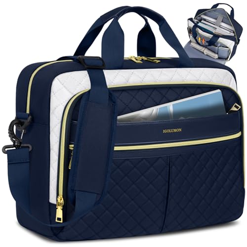 IGOLUMON Bolso Portatil Mujer 17,3 Pulgadas Maletín Portátil Bolso Portadocumentos Impermeable Bolso Ordenador Portatil para Trabajo Negocios Escuela
