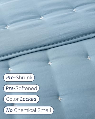 Image of Quilts Queen Size - Bedspread for Queen Size - Lightweight Comforter Set - Quilt Bedding Set for All-Seasons - Soft, Breathable and Comfy - Summer Coverlet with 2 Pillow Shams - 90 inch x 96 inch, Dust Blue