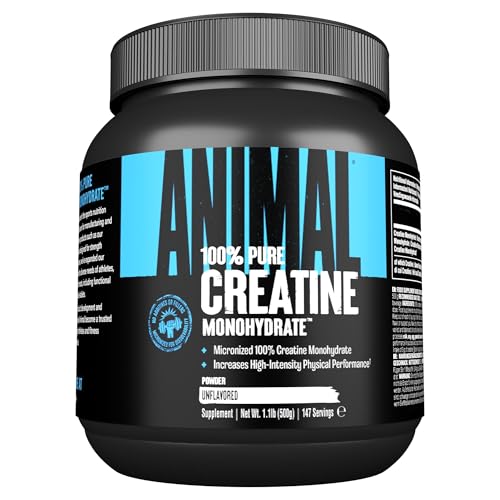 ANIMAL Pure Creatine Monohydrate – reines, mikronisiertes Kreatin Monohydrat Pulver – 5 g Kreatin pro Portion – leicht absorbierbar & geschmacksneutral – 500 g