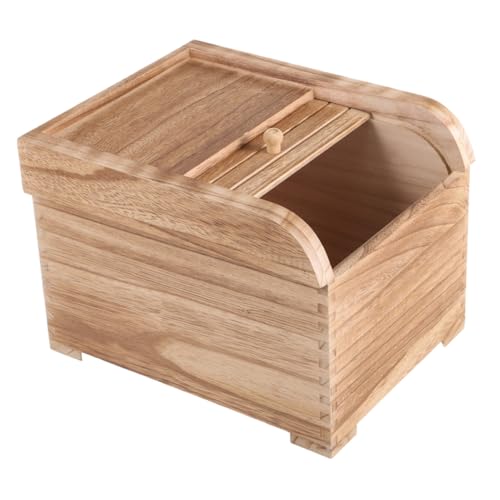 Cubo de almacenamiento de grano de madera maciza, contenedor de almacenamiento de alimentos para arroz, cereales, frijoles, organizador de despensa para control de humedad