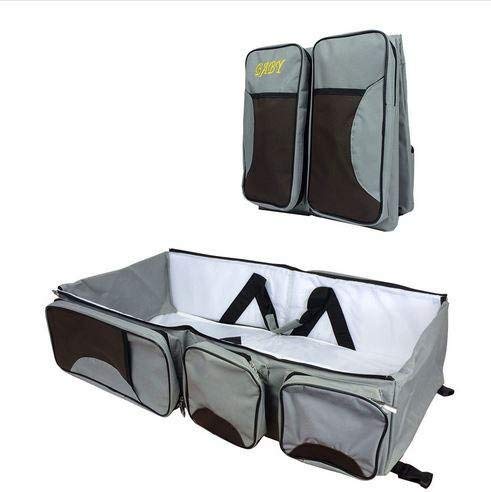 3 in 1 Red Baby Travel Diaper Bag | Portable Baby Travel Diaper Bag | Baby Bassinet & Folding Diaper Bag (Grey)-image-38