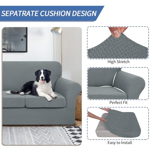 Jiviner 021 Newest 4 Pieces Couch Covers For 3 Cushion Couch Stretch Sofa Slipcover thumb #2