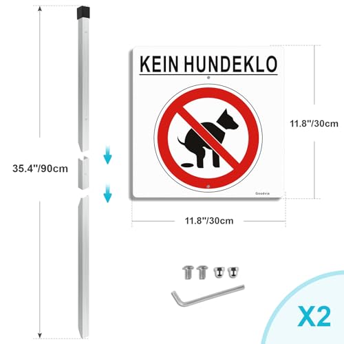 Goodvia 2 Stück XXL Hochwertige Steckschilder kein Hundeklo mit Halter 30 x 30 cm Alu Diese Wiese ist Kein Hundeklo Schild mit UV-Schutz von Goodvia