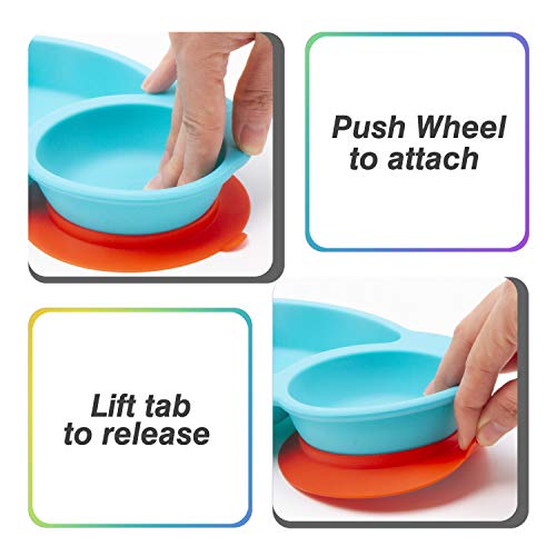 Qshare Toddler Plates, Portable Baby Plates For Toddlers, Bpa-Free Strong Suction Plates For Toddlers, Dishwasher And Microwave Safe Silicone Placemat 10X7X1'' #TOP4