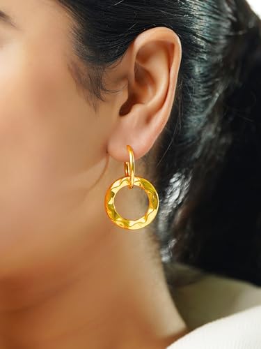 Image of 18K Gold Plated Statement Hoop Earrings for Women | Trendy Hoops Earrings | Waterproof and Anti Tarnish Jewellery | Rakhi Gift for Sister | Gifts for Women | 1 Year Warranty*