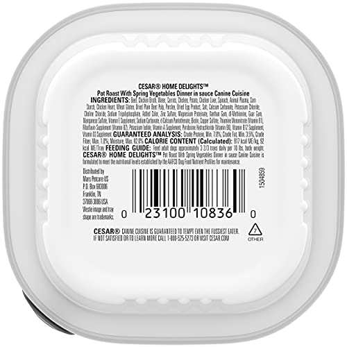 Cesar Home Delights Soft Wet Dog Food Pot Roast With Spring Vegetables Dinner In Sauce, (24) 3.5 Oz. Easy Peel Trays #TOP2