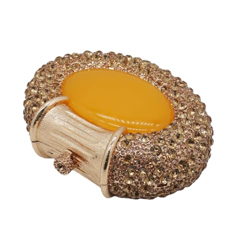 Image of UMREN Women Crystal Oval Shell Evening Purse Bags Luxury Rhinestone Clutch Unique Gems Handbag Bridal Wedding Shoulder Bag