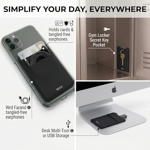 Image of RFID Blocking Phone Card Wallet - Double Secure Pocket - Ultra-Slim Self Adhesive Credit Card Holder Card Sleeves Phone Wallet Sticker All Smartphones (Black Red)-2PC