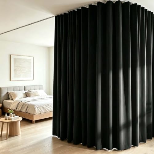 Room Divider Curtains Set, Extra Wide Blackout Curtains with Ceiling Track
