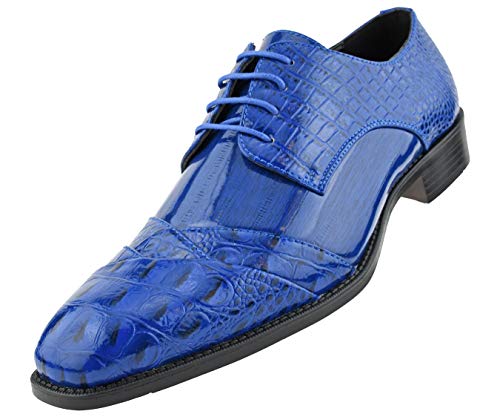 Image of Bolano Bandit Men's Alligator Print Cap-Toe Oxford Dress Shoes | Formal lace-up oxfords with alligator print, folded croc detailing and cap toe for tuxedo and dress wear