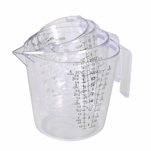 Juego de 4 vasos medidores plásticos de 150-1000 ml miniatura 7