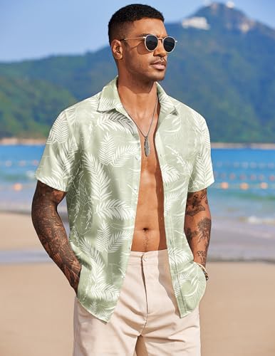COOFANDY Mens Hawaiian Shirts Short Sleeve Tropical Button Down Shirt Floral Shirt Summer Beach Shirt2