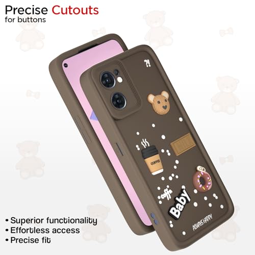 Image of Pikkme Back Cover for Oppo Reno 7 5G | Cute Fun Cartoon 3D Bear Silicone Full Body Protection Bumper Case (Brown)