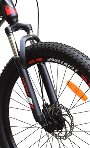 Image of LUISTONE 85% Assembled Semi Fat Tyre Cycle for Men with Dual Disc Brake, Front Suspension 26 T Fat Tyre Cycle (Single Speed, Black, RED)