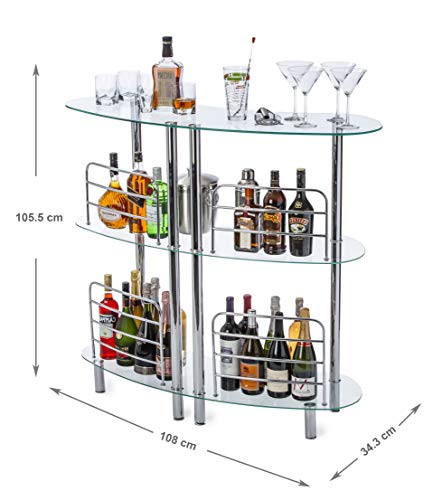 Mango Steam Contemporary Modern Home Entertainment Liquor Bar Catalina Table (Euro, Clear)