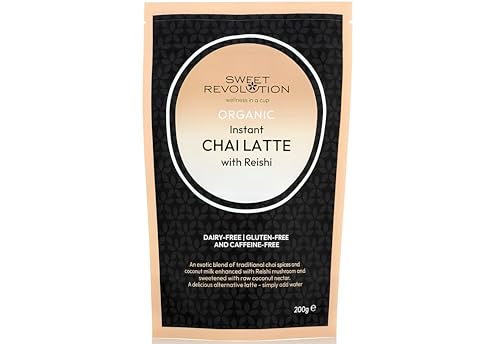 Sweet Revolution Organic Instant Chai Latte with Reishi Mushroom (2 x 200g), Dairy Free, Gluten Free, Caffeine Free.