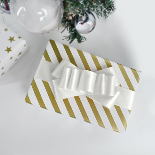 Image of Double Face Off White Satin Ribbon 1-1 /2 inch X 25 Yards Polyester Off White Ribbon for Gift Wrapping Very Suitable for Weddings Party Hair Bow Invitation Decorations and More