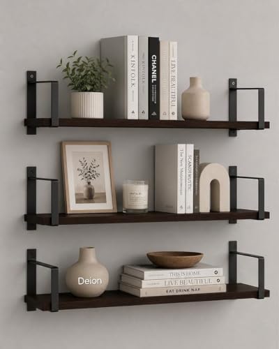 Image of Deion Wall Mounted Bookshelf for Living Room & Bedroom | Wooden Wall Shelf for Books | Floating Wall Bookshelf | Book Shelf Wooden Wall Mounted | Decorative Wall Shelf Rack (Brown, 19X6X6)