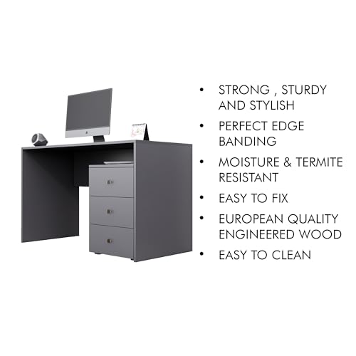Image of Bniture Wooden Study Table for Home with Bottom Storage | Engineered Wood Study Table with Book Shelf | Multi Purpose Computer Desk for Writing | Laptop Table for Office & Home | Frosty White