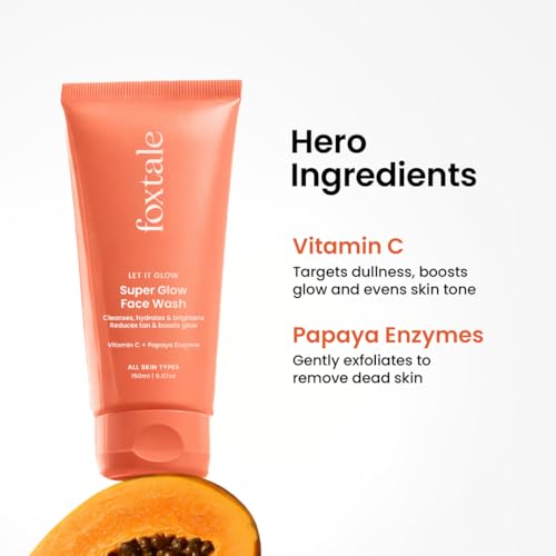 Image of Foxtale Super Glow Detan Face Wash with Vitamin C & Papaya enzyme, Tan Removal, Brightens & Reduces Pigmentation, Gentle Exfoliation | Face Wash for Men & Women | All Skin Types - 150ml