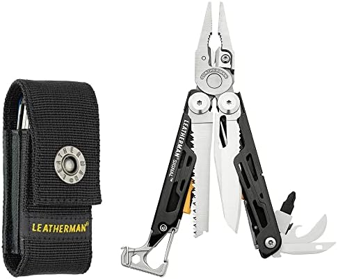 LEATHERMAN, Signal Camping Multitool with Fire Starter, Hammer and Emergency Whistle, Made in the USA, Stainless Steel with Nylon Sheath