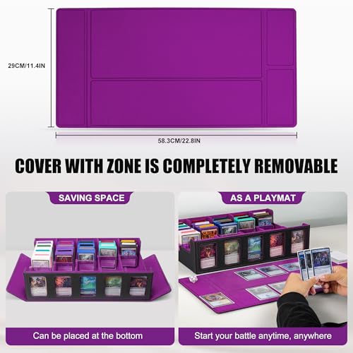 Image of Kabinka Trading Card Storage Box with Commander Display, 5-Row Deck Case with Removable Lid; 3900+ Card Deck Box for MTG TCG Sports Card, 5 Top Loaders, 5 Stoppers, 48 Dividers,1 Dice Tray
