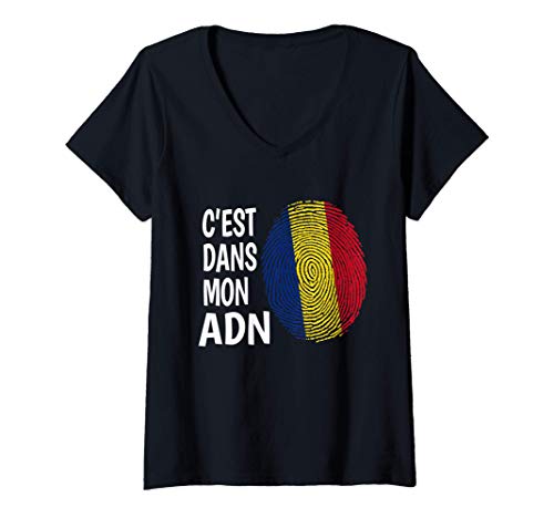 Femme Roumanie C'est Dans Mon ADN Roumain Fier Romania In My DNA T-Shirt avec Col en V
