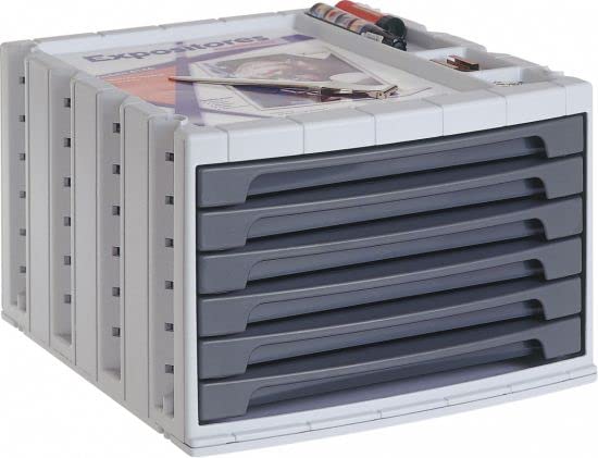 Caisson Freya Serie 6000 graphite : bloc de rangement 6 tiroirs en plastique recyclé