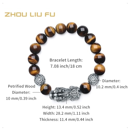 Black Bracelet for Men Silver Stretch Bracelets Natural Beaded Stone Obsidian Beads Petrified Wood Jewelry Feng Shui Adjustable Chain Pixiu Charm Bangle Protection Lucky Bangles Dainty Unisex Gifts2