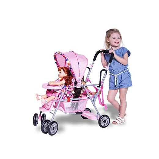 Joovy Toy Caboose, Doll Stroller, Doll Accessory, Pink Dot