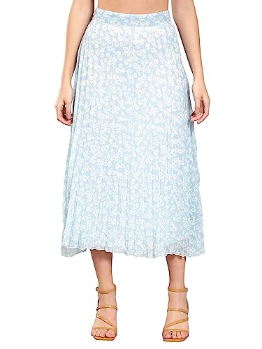Image of NUEVOSDAMAS Floral Printed Pleated Navy /Multi Skirt