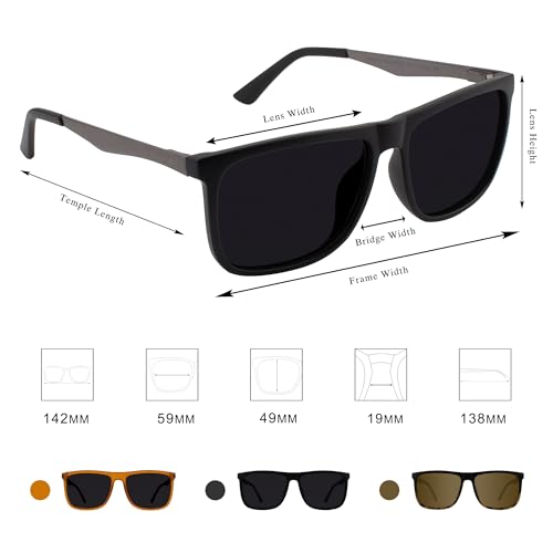 Men's Polarized Flat Top Square rectanglar Sunglasses4