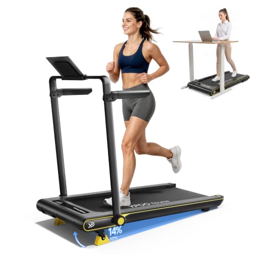 Image of YPOO Ultra Slim Walking Pad Treadmill with 14% Incline, Under Desk Walking Pad with Auto-Maintenance System Belt, Smart App & Remote Control, Portable Treadmill for Home Office, 350LBS Capacity