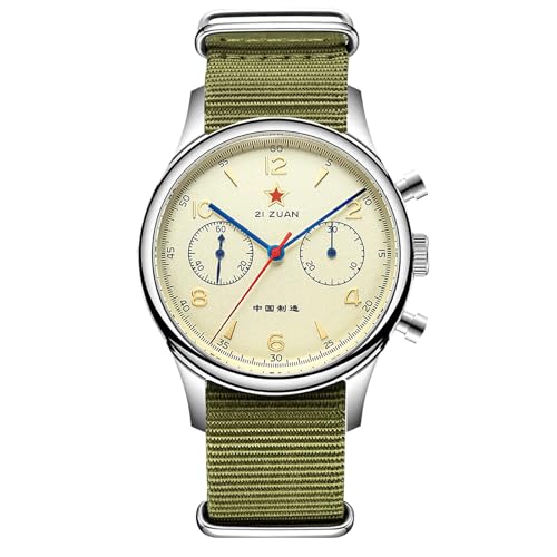 SEAKOSS Retro-Chronograph Seagull 1963 Original Seagull ST1901 Movement Men Mechanical Watch Hand Winding Sapphire & Acrylic Mirror Pilot Wristwatch (40MM-Sapphire-Nogooseneck)