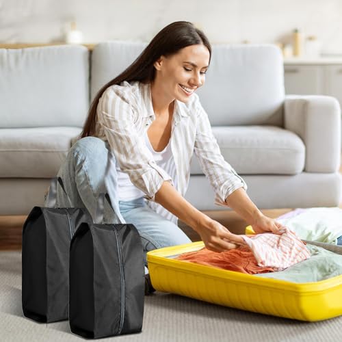 2 Pcs Bolsa Zapatos Viaje Bolsas de Almacenamiento Zapatillero Impermeable Organizador de Bolsa con Cremallera para Guardar Zapatos para Zapatillas Deporte Funda Botas Futbol Adulto Nño, 39cm (Negro) - imagen 5