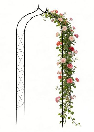 ROARLITEE Garden Arbor 8Ft Arch Trellis for Climbing Plants Heavy Duty Thickened Metal Frame Trellises Yard Outdoor Backdrop Stand Party Event Decoration