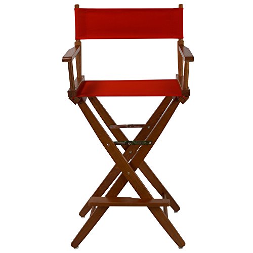 American Trails Extra-Wide Premium 30" Director's Chair Mission Oak Frame With Red Canvas, Bar Height #TOP3