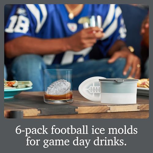 Image of Tovolo Football Ice Mold 6 Pack Bundle Silicone Football Ice Cube Mold for Big Game Tailgating Parties, Dishwasher Safe Sports Themed Ice for Whiskey Cocktails, BPA Free