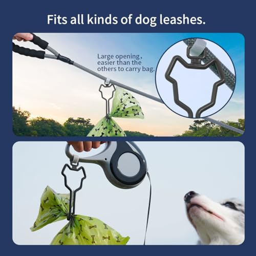 BIRLOZA Kotbeutelhalter, freihändige Halterung für Hundekotbeutel, 3 Stück, für Hundekotbeutel, Hundekotbeutelhalter für Leine, Spender, Zubehör (schwarz)