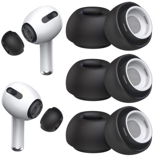 Image of 3 Pairs Replacement Ear Tips for AirPods Pro 2nd & 1st(Large, Black) | with Noise Reduction Hole, Silicone Ear Tips with Portable Storage Box, Fit in the Charging Case