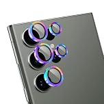 1 Pack Camera Lens Protector for Samsung Galaxy S23 Ultra , Full Cover, Anti Scratch,HD Tempered Glass, Metal Individual Ring Lens Protectors, Smartphone Camera Lens Accessories, Colorful Titanium