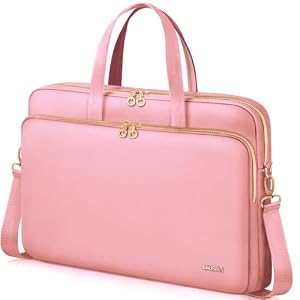 Lausiax Laptop Case Bag 15 15.6 16 inch for Women Men Compatible with 15"/16" MacBook Pro/Air M5/M4/M3/M2/M1, HP OmniBook Pavilion, Surface Laptop, ASUS VivoBook, XPS 15, Lenovo, Acer, Samsung, Pink